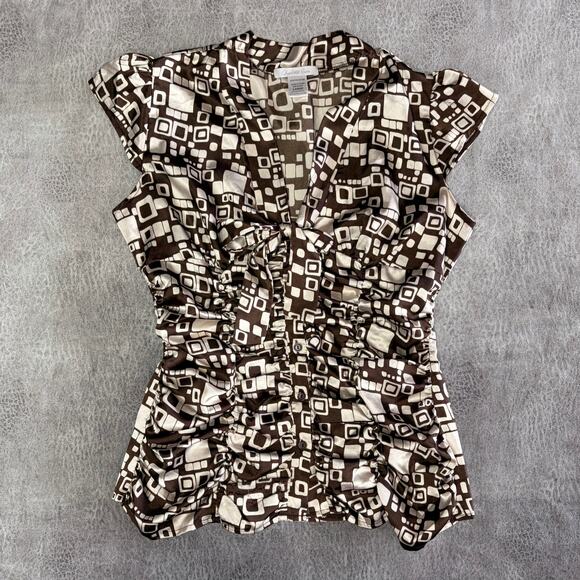 Y2k Charlotte Russe Ruched Button Up Blouse 2 - Picture 1 of 5